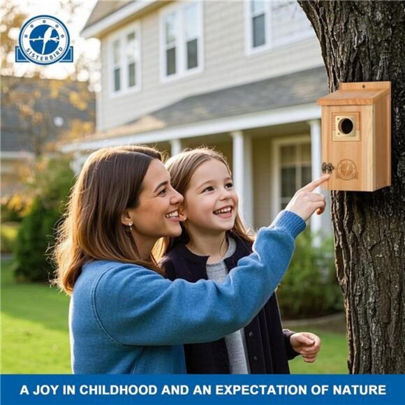 2 Pack Bird Houses for Outside Clearance with Copper Guard, Cedar Bird House - Picture 4 of 7